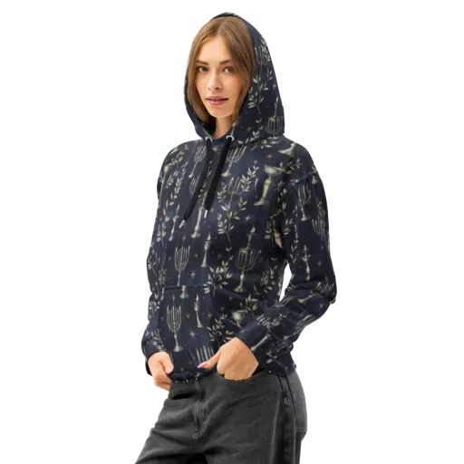 Midnight Candelabra on a Cotton Hoodie