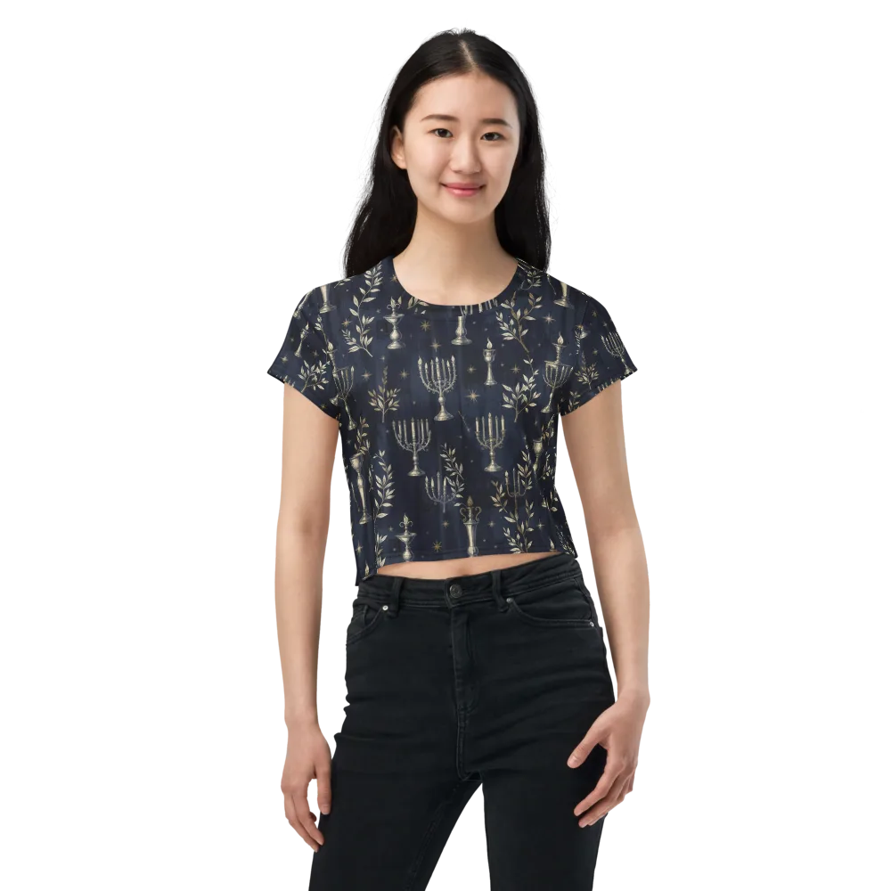 Midnight Candelabra on Crop Tee — Front