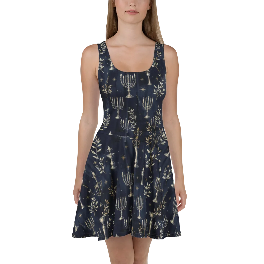 Midnight Candelabra on Skater Dress — Front
