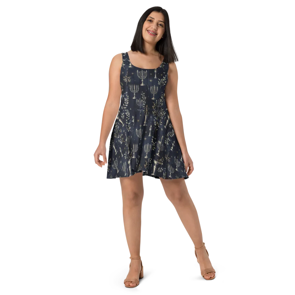Midnight Candelabra on Skater Dress — Front