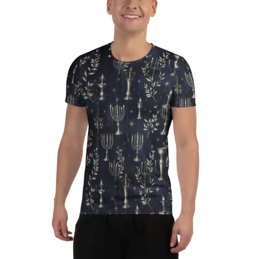 Midnight Candelabra on a Men's Athletic T-Shirt