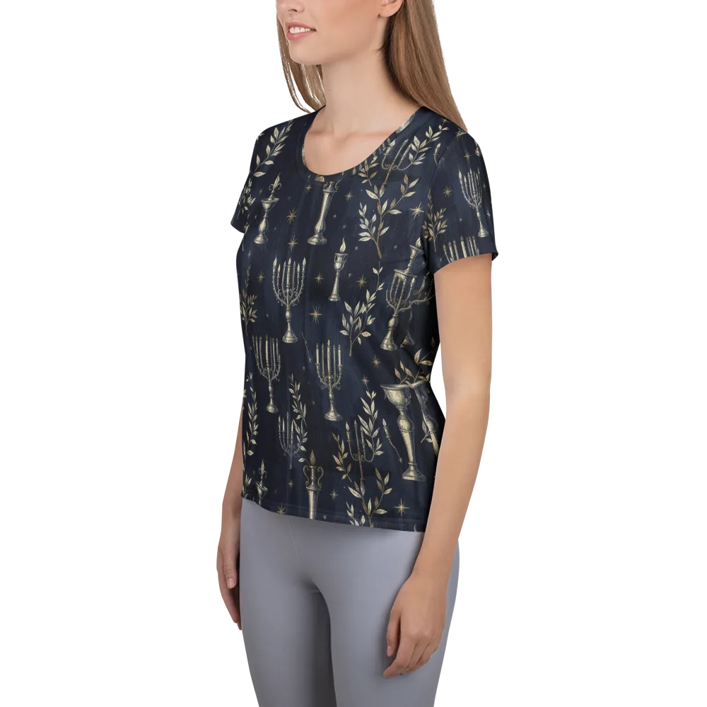 Midnight Candelabra on Women's Athletic T-Shirt — Left