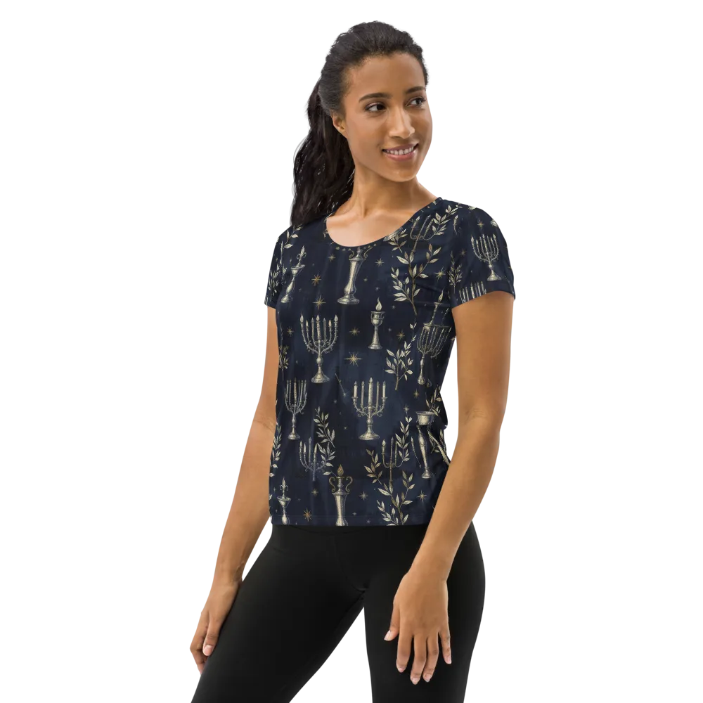 Midnight Candelabra on Women's Athletic T-Shirt — Left