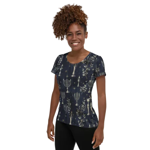 Midnight Candelabra on a Women's Athletic T-Shirt