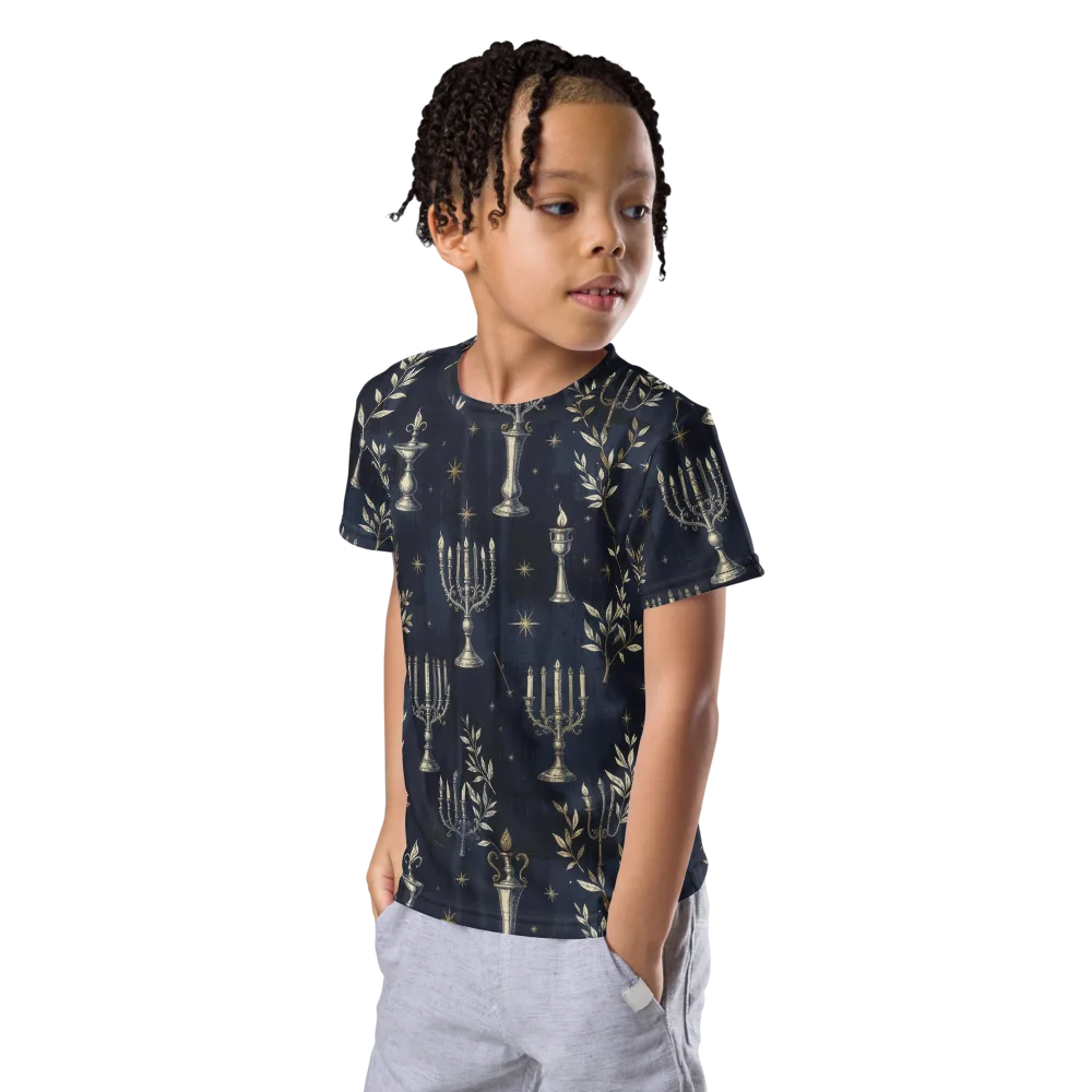 Midnight Candelabra on Kids Crew Neck T-Shirt — Left Front