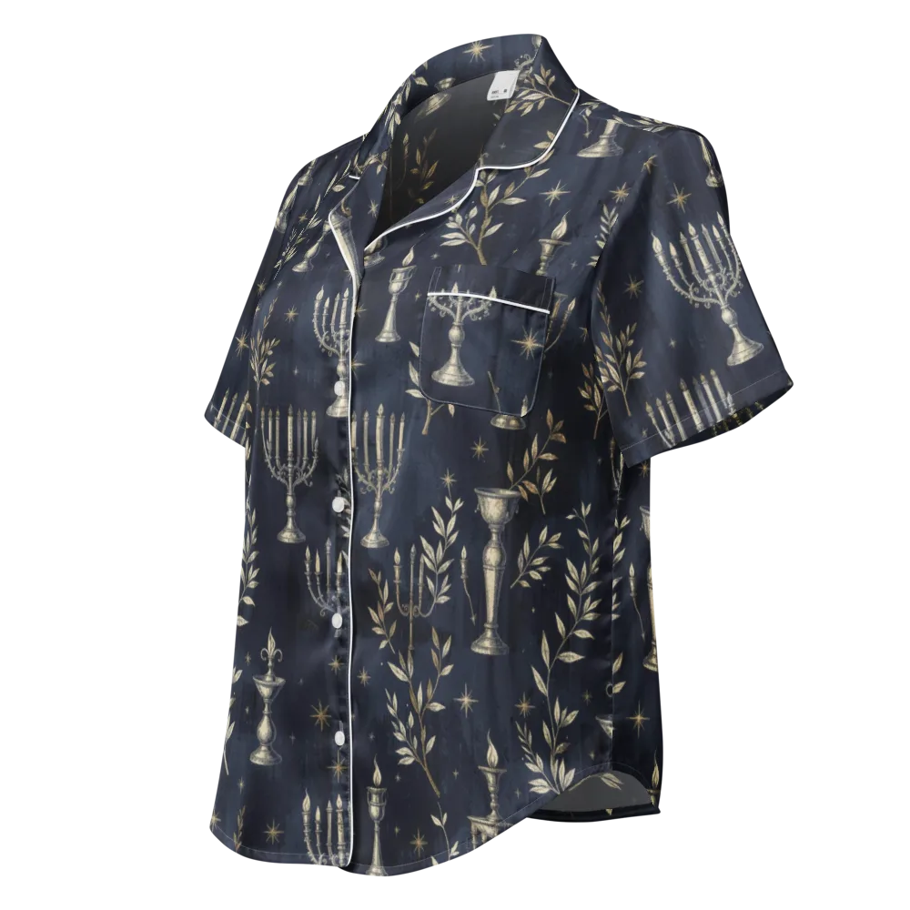 Midnight Candelabra on Women's Short Sleeve Pajama Top — Left Front