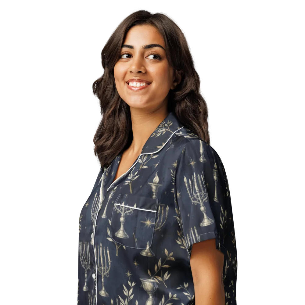 Midnight Candelabra on Women's Short Sleeve Pajama Top — Left Front