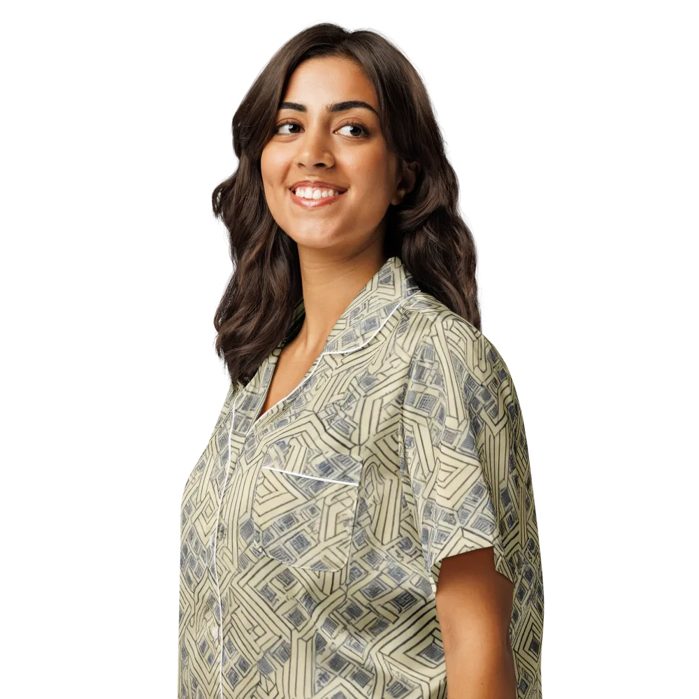 Isometric Archive on Women's Short Sleeve Pajama Top — Left Front