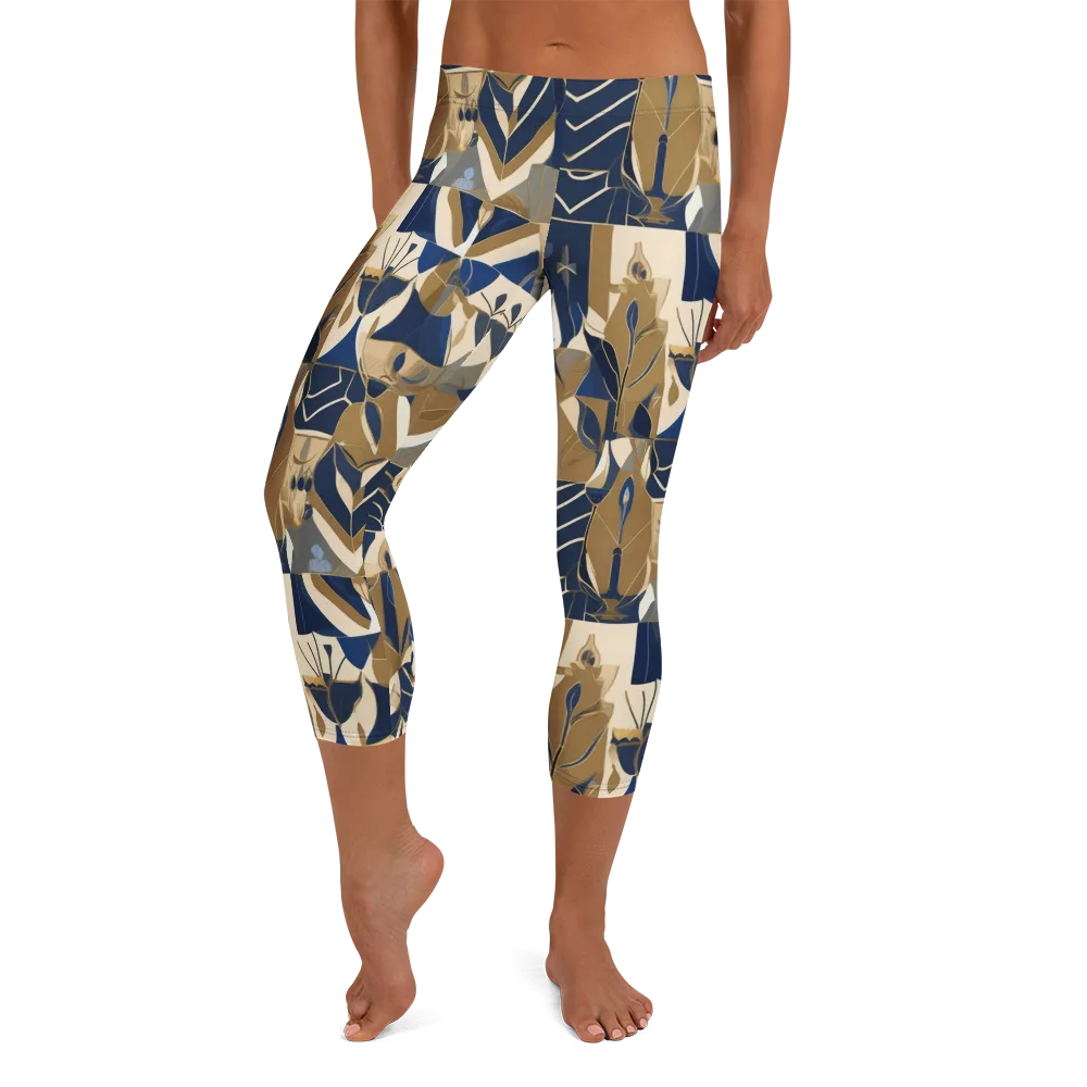 Gilded Petals on Capri Leggings — Front