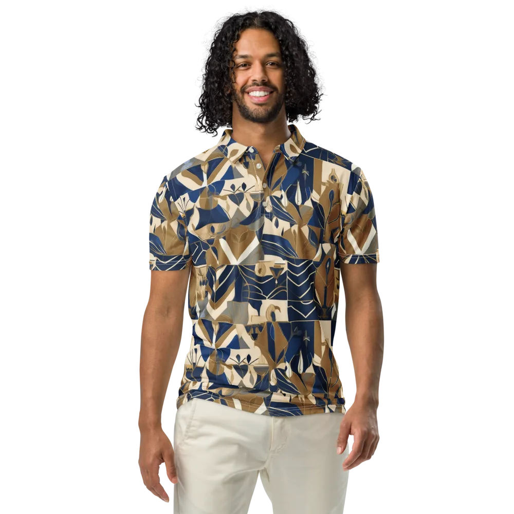 Gilded Petals on Men's Slim Fit Polo Shirt — Front