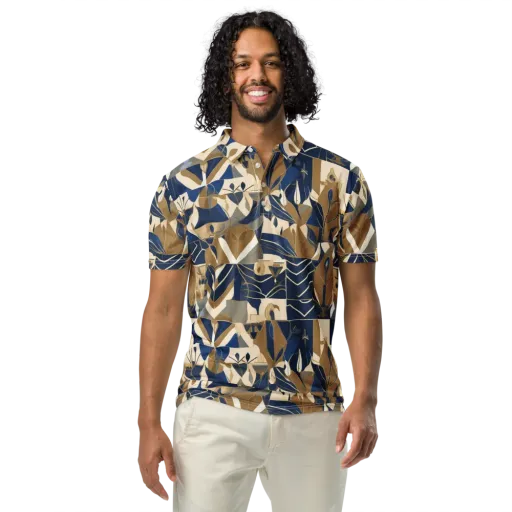 Gilded Petals on a Men's Slim Fit Polo Shirt