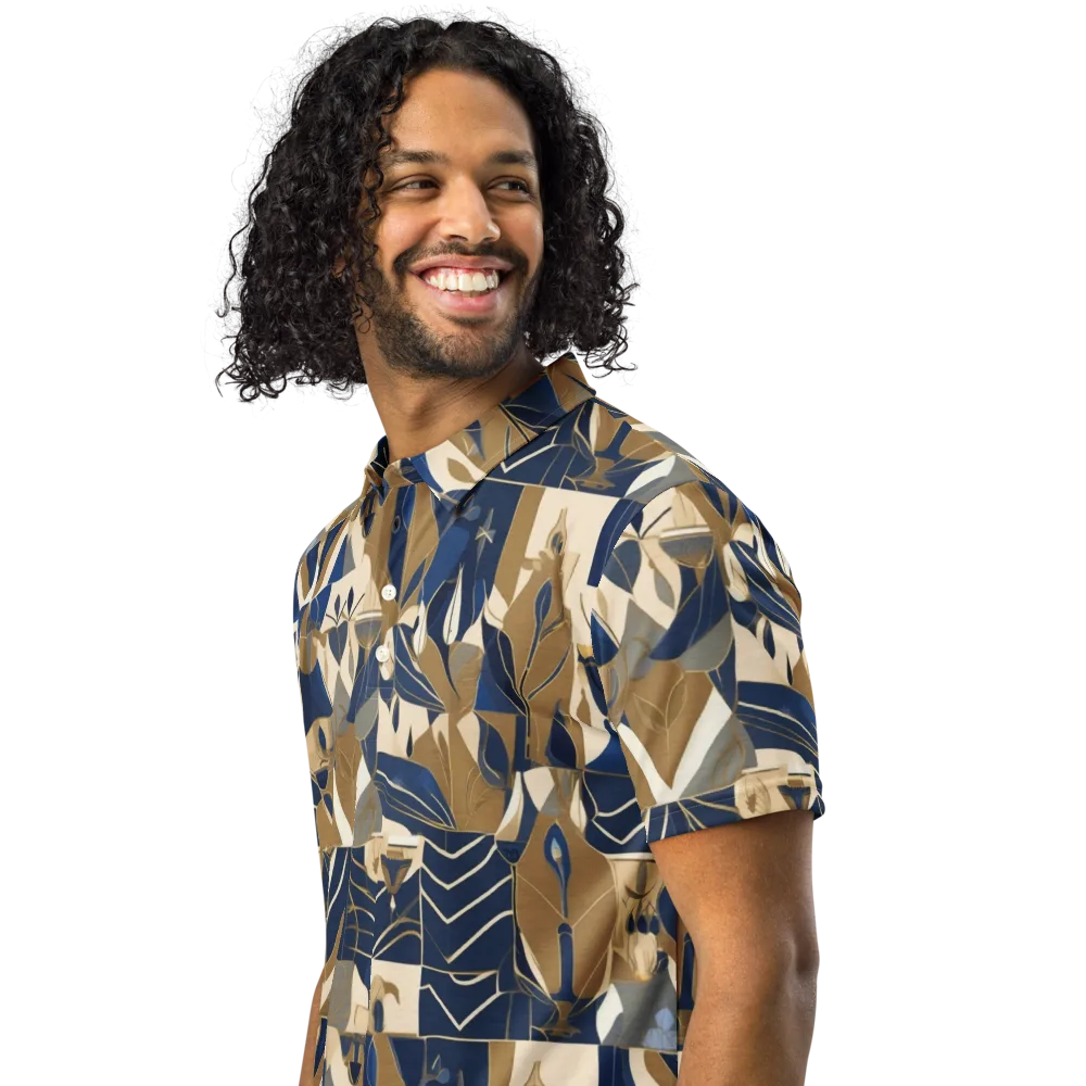 Gilded Petals on Men's Slim Fit Polo Shirt — Left Front