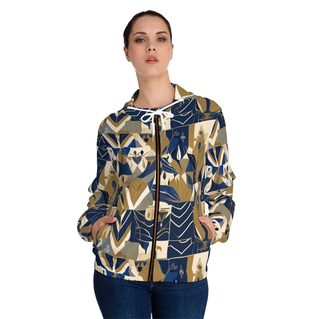 Gilded Petals on Women's Full-Zip Hoodie — Front On Person