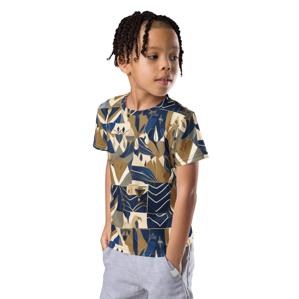 Gilded Petals on Kids Crew Neck T-Shirt — Left Front