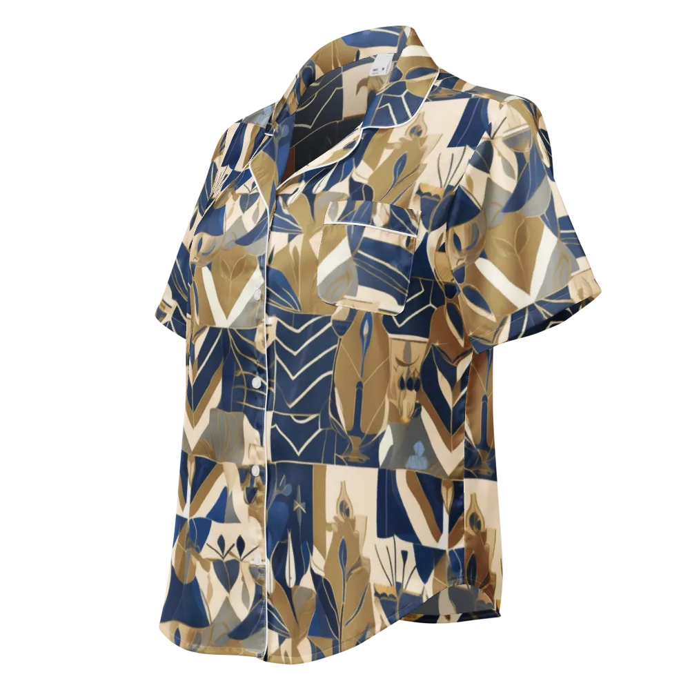 Gilded Petals on Women's Short Sleeve Pajama Top — Left Front