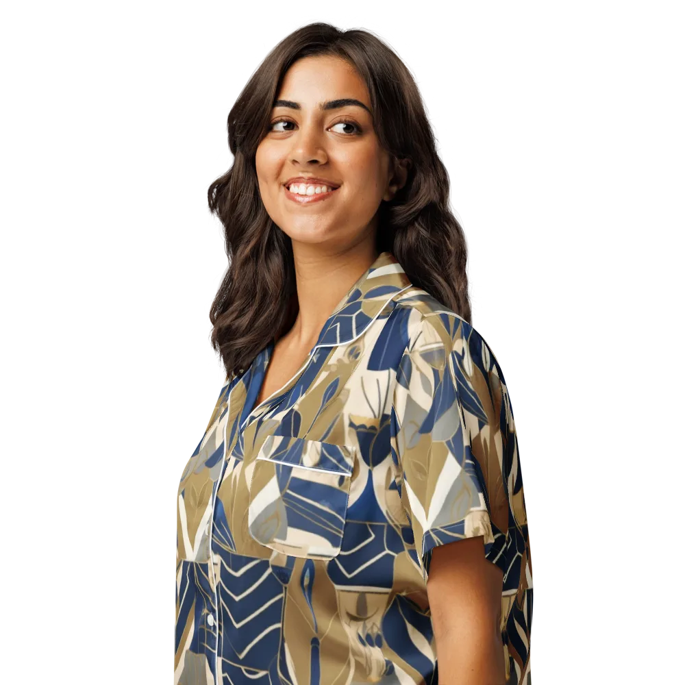 Gilded Petals on Women's Short Sleeve Pajama Top — Left Front