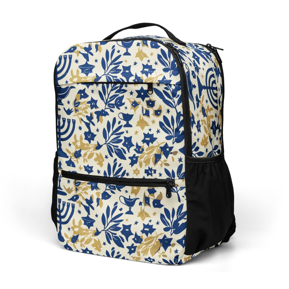 Gilded Hanukkah Garden on Utility Backpack — Left Front