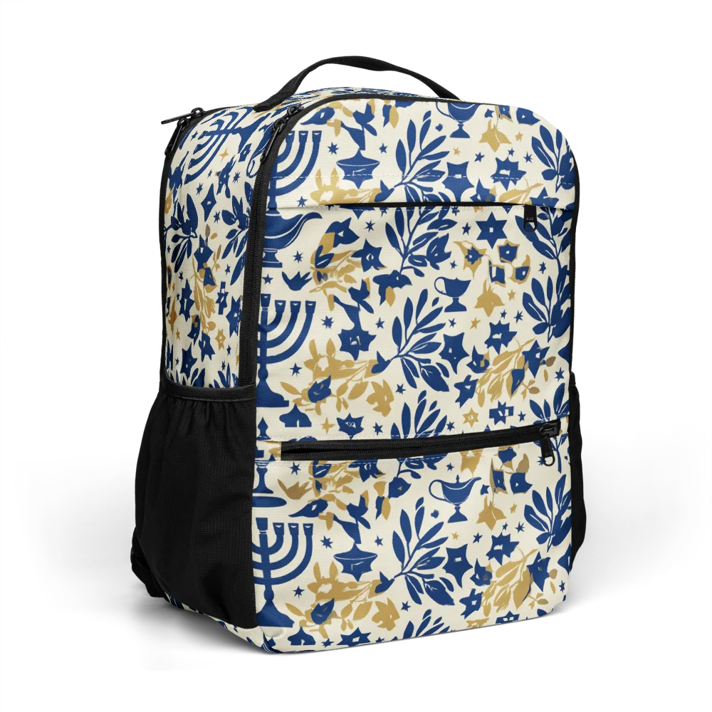 Gilded Hanukkah Garden on Utility Backpack — Right Front