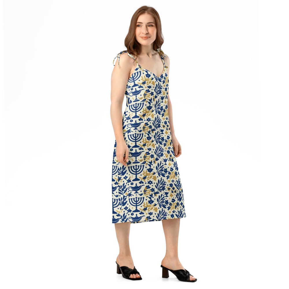 Gilded Hanukkah Garden on Slip Dress — Right Front