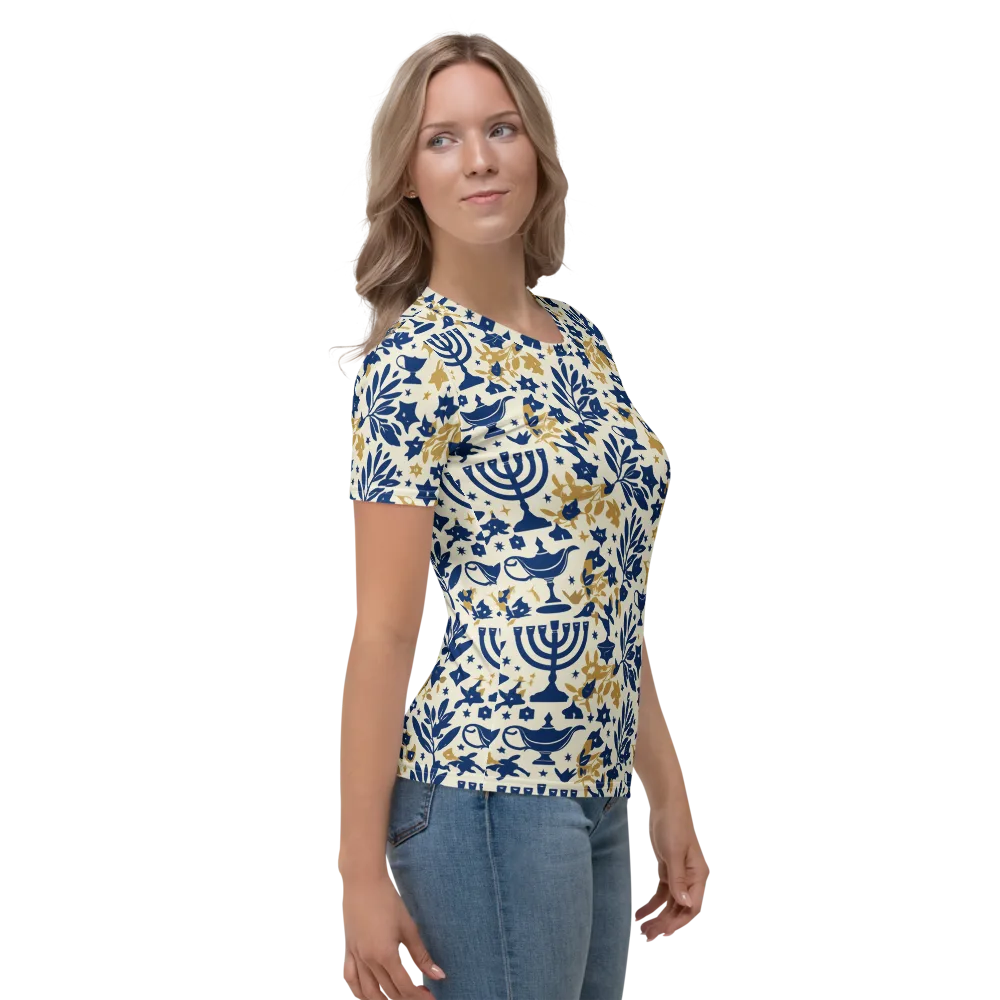 Gilded Hanukkah Garden on Women's Crew Neck T-Shirt — Right