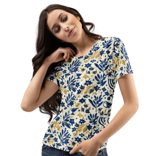 Gilded Hanukkah Garden on a Women's Crew Neck T-Shirt