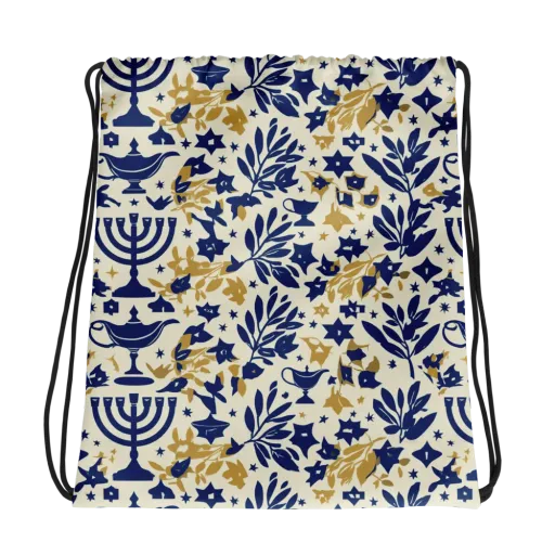 Gilded Hanukkah Garden on a Drawstring Bag