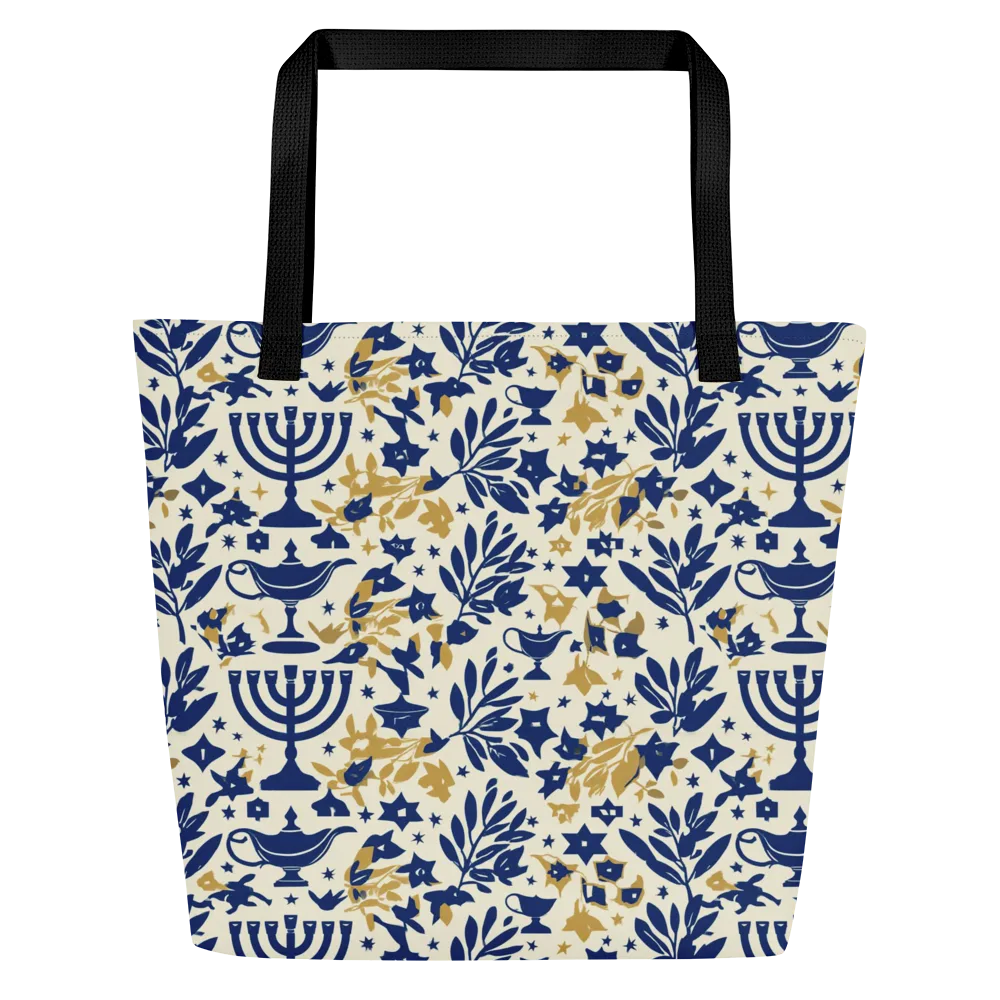 Gilded Hanukkah Garden on Large Tote Bag W/ Pocket — Front