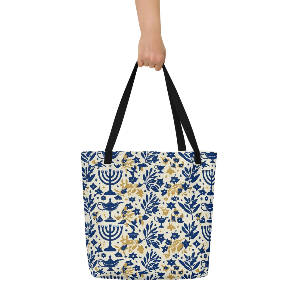Gilded Hanukkah Garden on Large Tote Bag W/ Pocket — Front