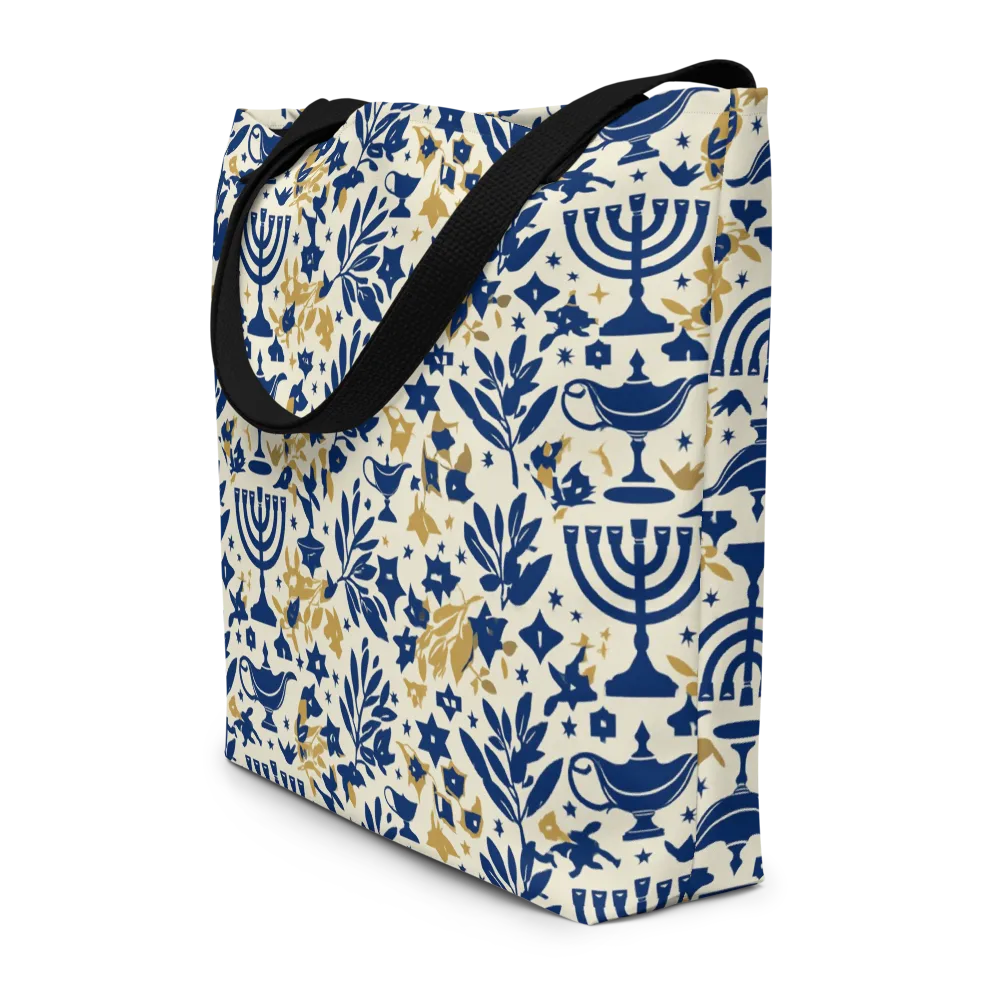 Gilded Hanukkah Garden on Large Tote Bag W/ Pocket — Front