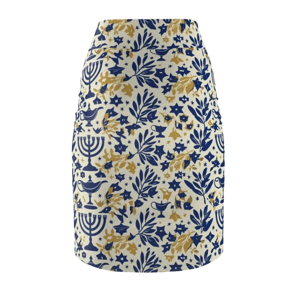Gilded Hanukkah Garden on Pencil Skirt — Back