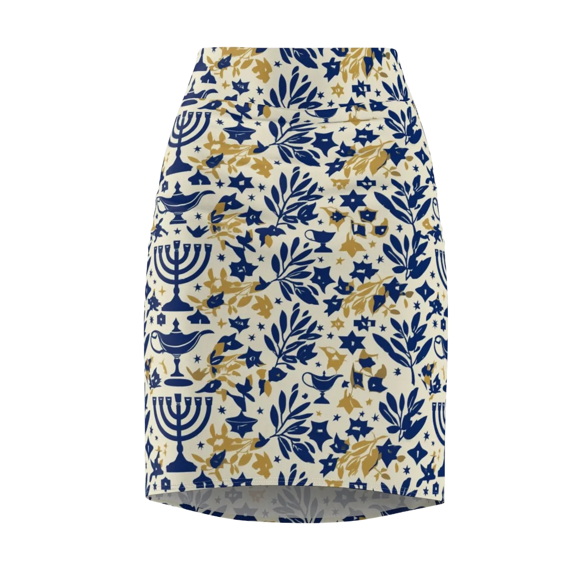 Gilded Hanukkah Garden on Pencil Skirt — Front