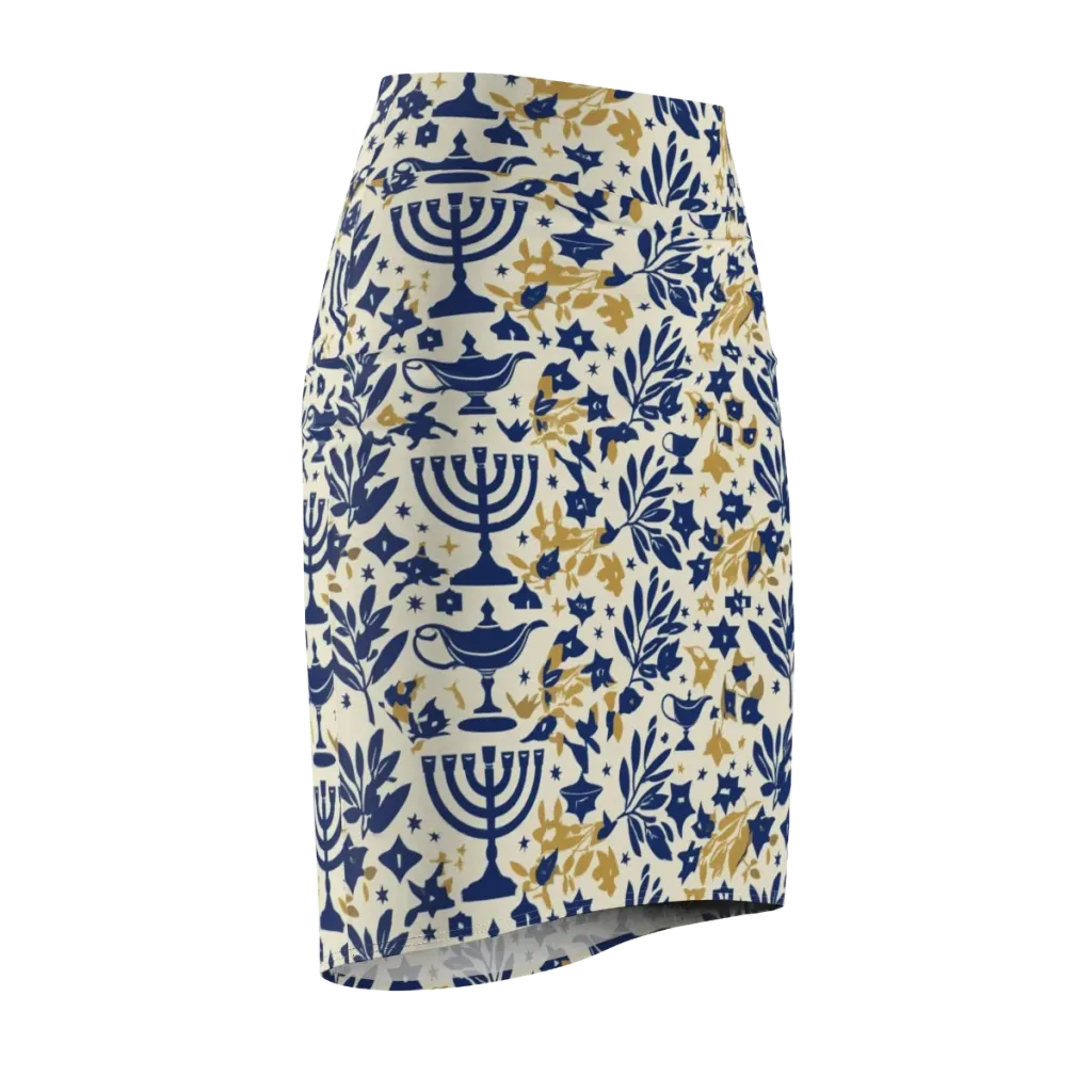 Gilded Hanukkah Garden on Pencil Skirt — Front Side