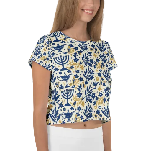 Gilded Hanukkah Garden on a Crop Tee