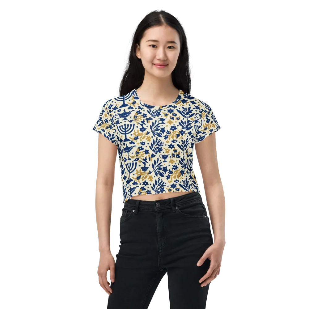 Gilded Hanukkah Garden on Crop Tee — Front