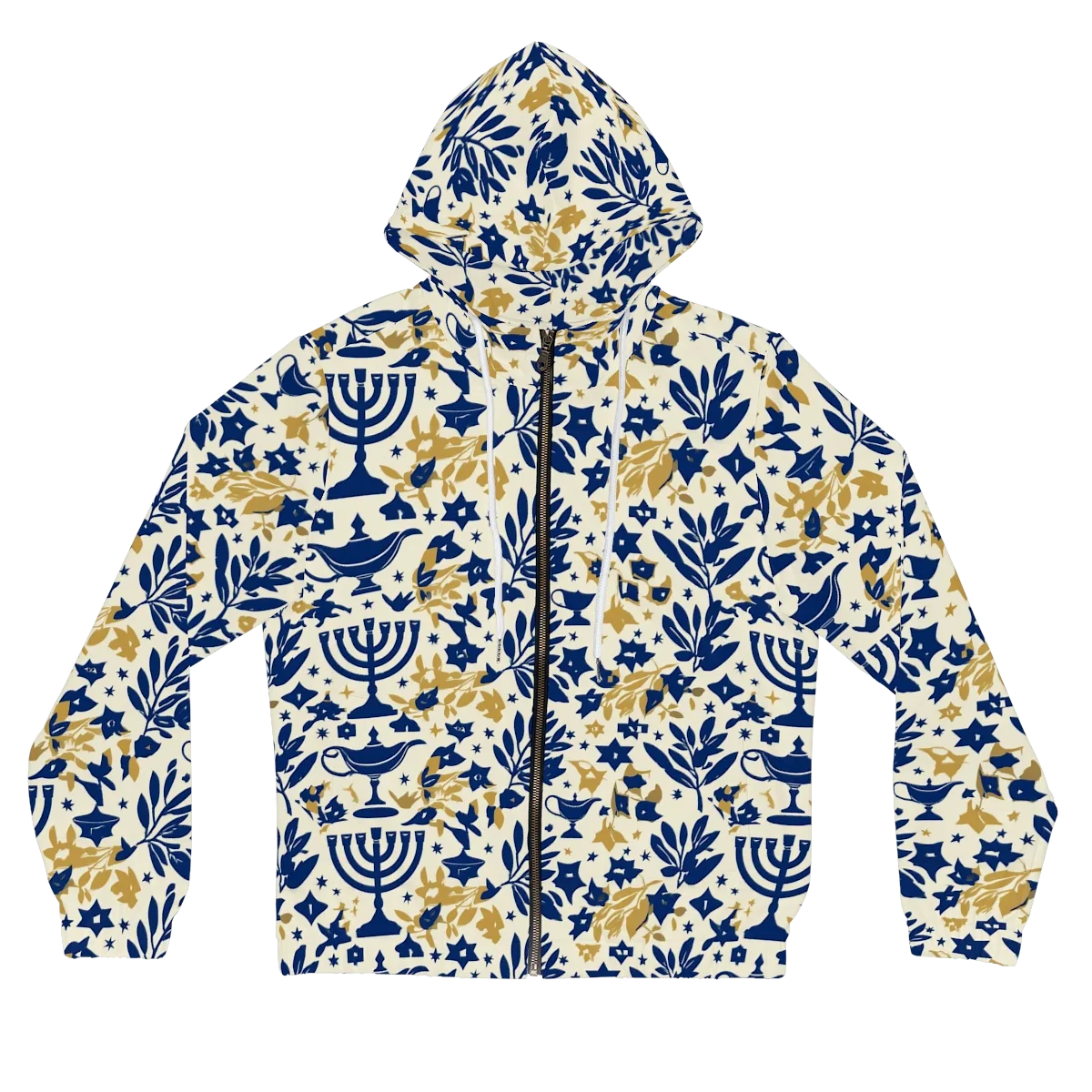 Gilded Hanukkah Garden on Women's Full-Zip Hoodie — Front
