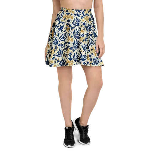 Gilded Hanukkah Garden on a Skater Skirt