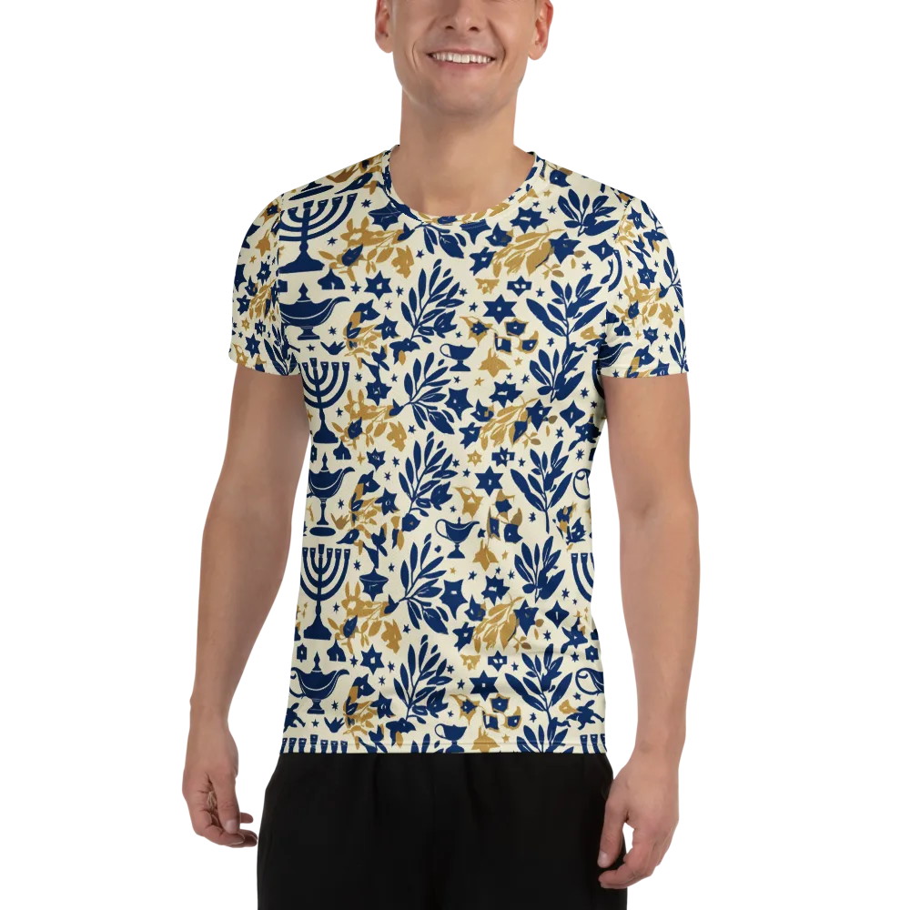 Gilded Hanukkah Garden on Men's Athletic T-Shirt — Front