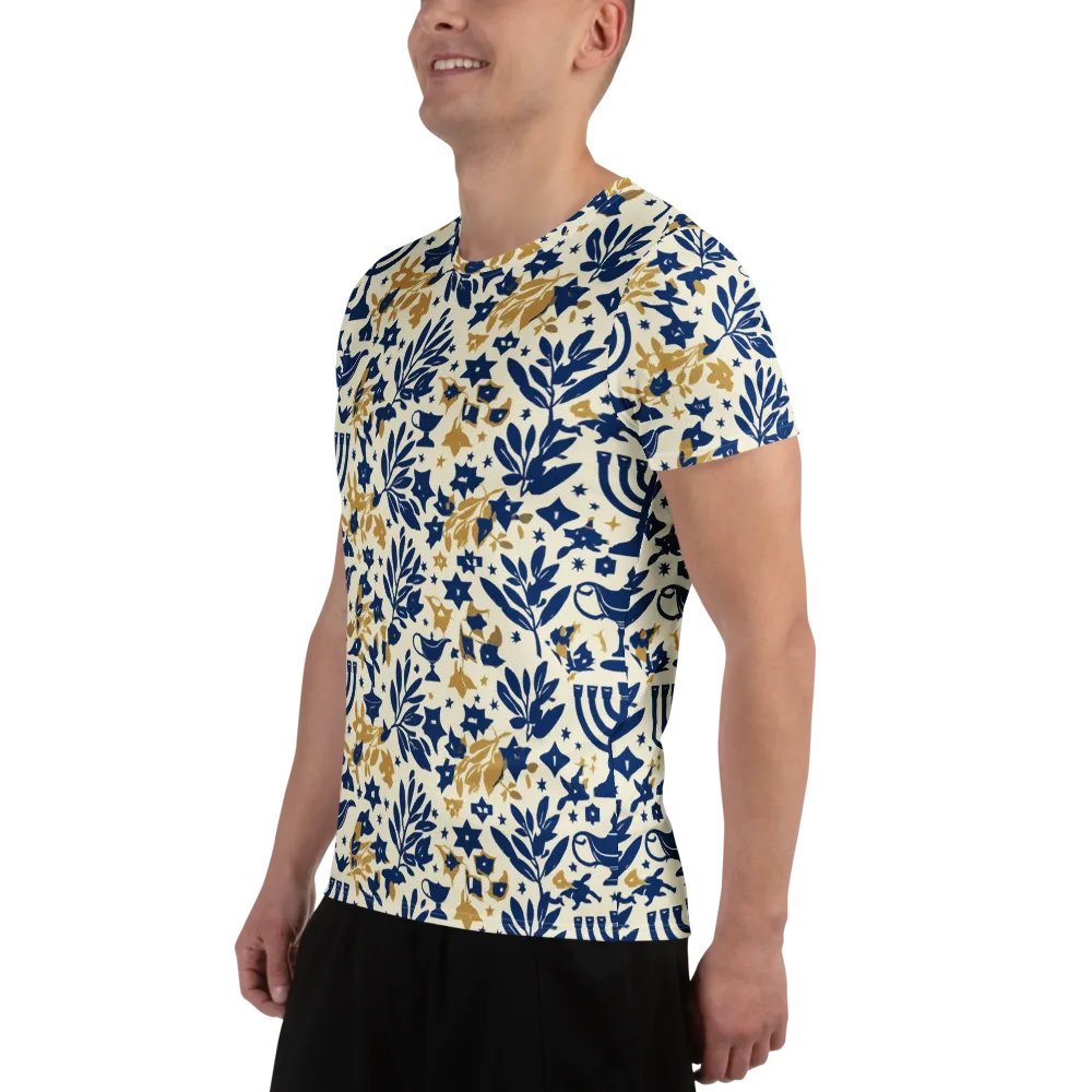 Gilded Hanukkah Garden on Men's Athletic T-Shirt — Left