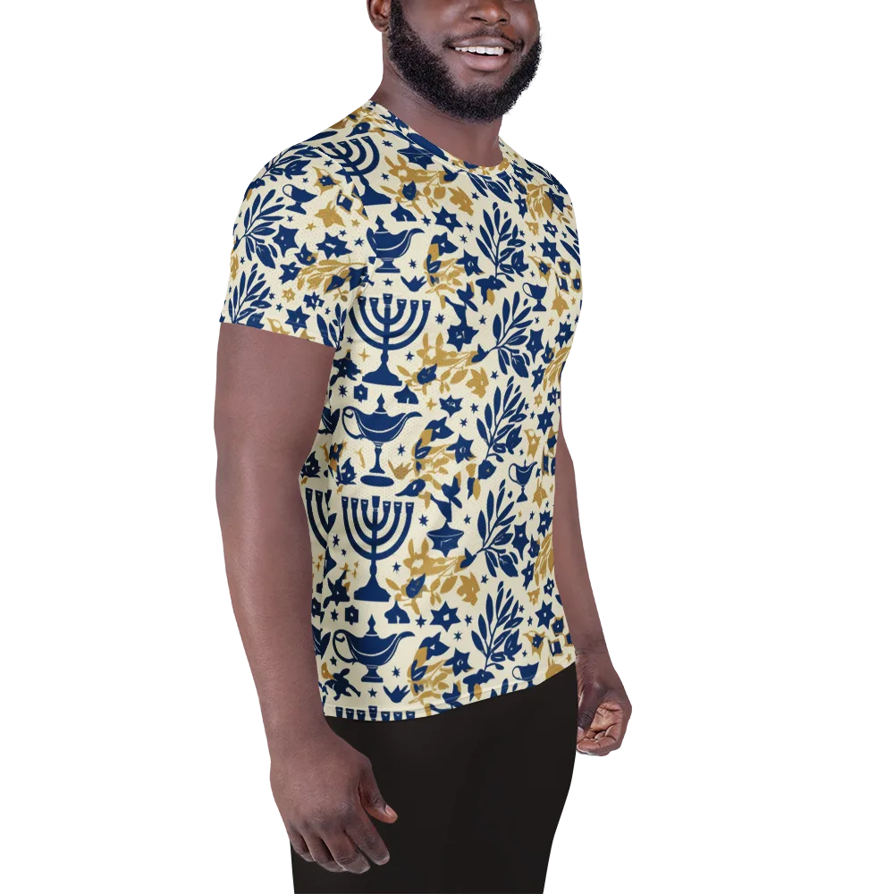 Gilded Hanukkah Garden on Men's Athletic T-Shirt — Right