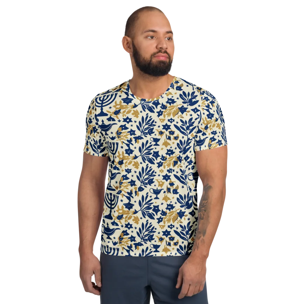 Gilded Hanukkah Garden on Men's Athletic T-Shirt — Front