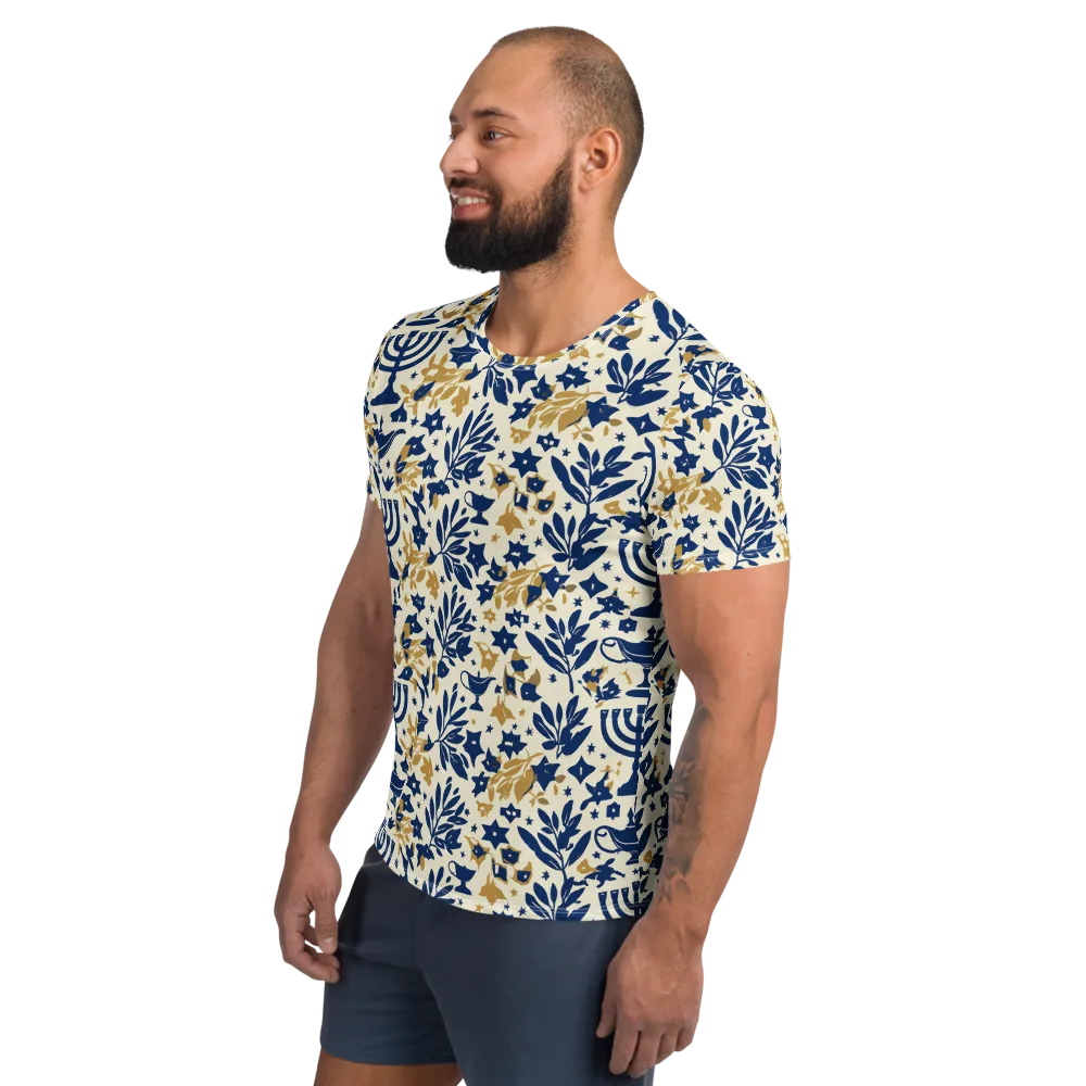 Gilded Hanukkah Garden on Men's Athletic T-Shirt — Left