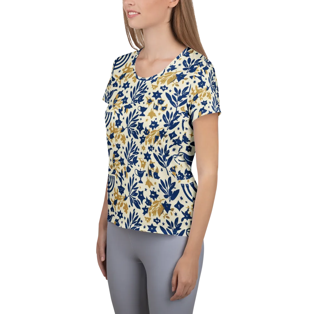 Gilded Hanukkah Garden on Women's Athletic T-Shirt — Left