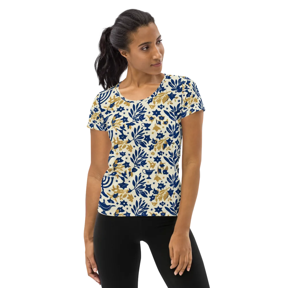 Gilded Hanukkah Garden on Women's Athletic T-Shirt — Front