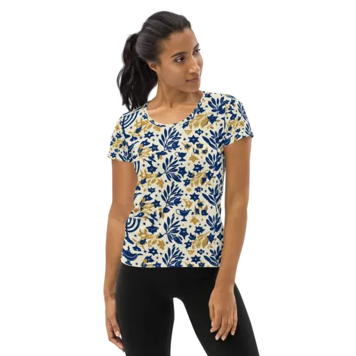 Gilded Hanukkah Garden on a Women's Athletic T-Shirt