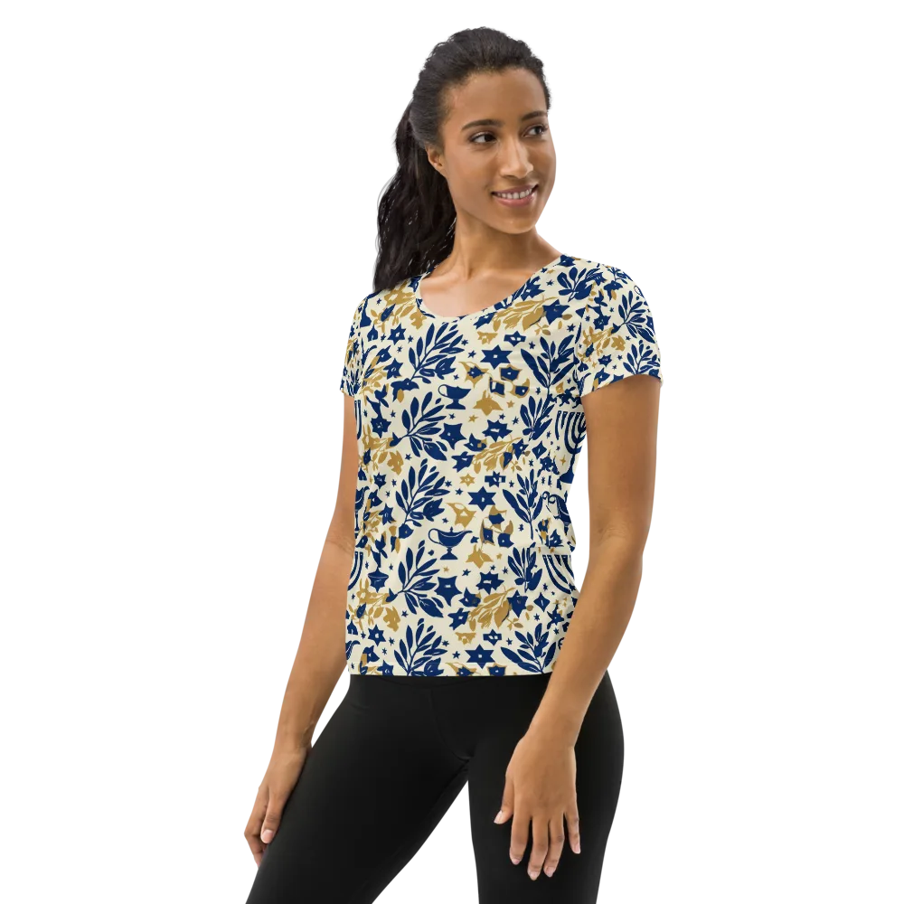 Gilded Hanukkah Garden on Women's Athletic T-Shirt — Left
