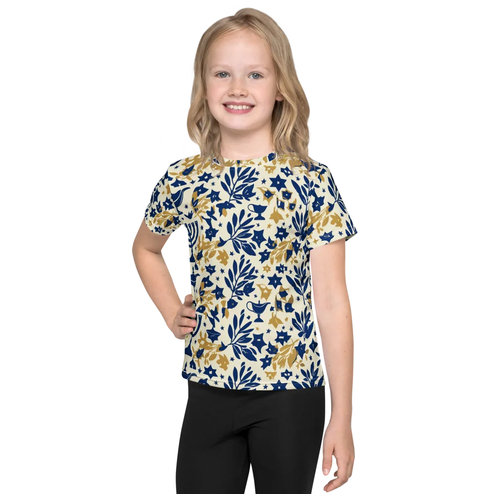 Gilded Hanukkah Garden on Kids Crew Neck T-Shirt — Front