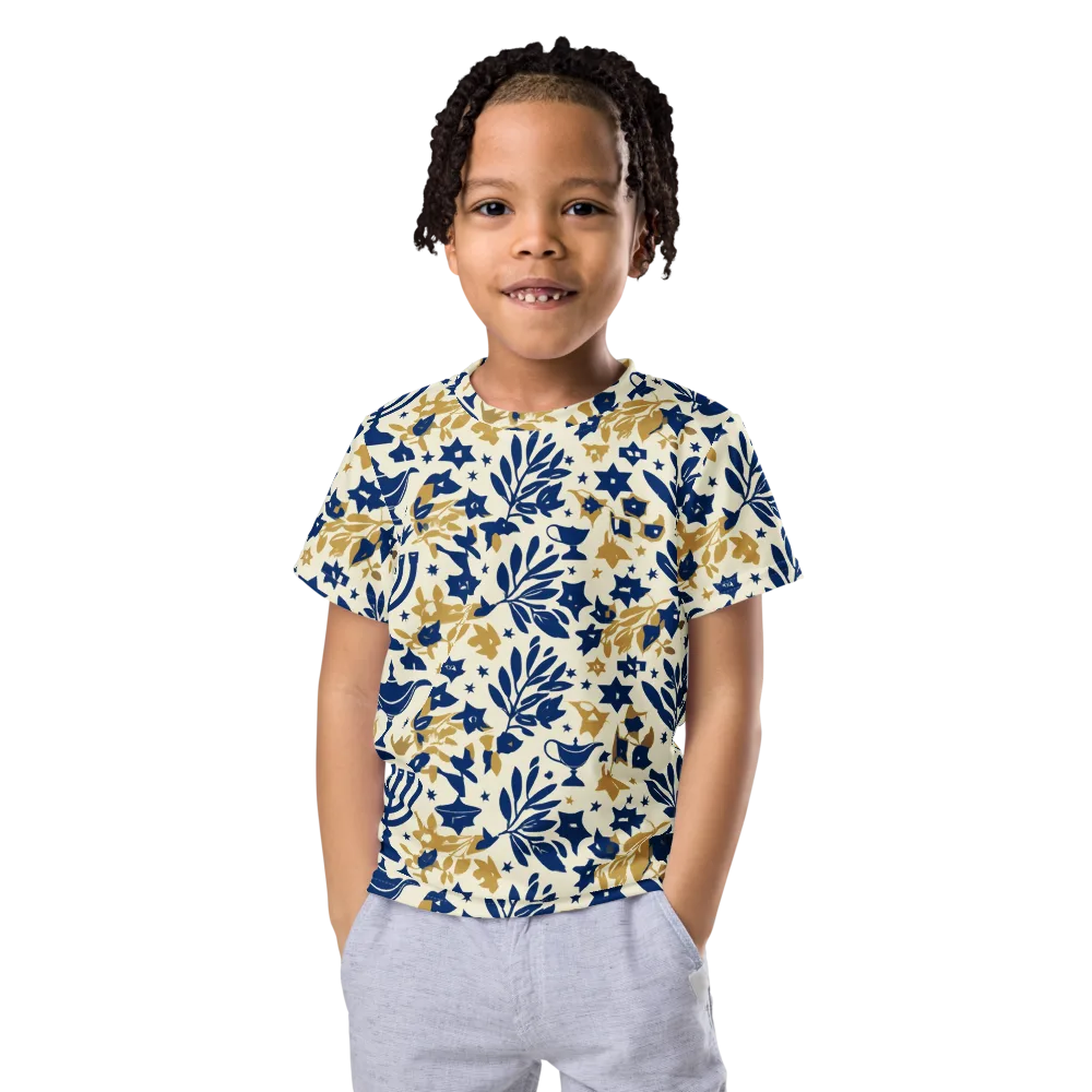 Gilded Hanukkah Garden on Kids Crew Neck T-Shirt — Front