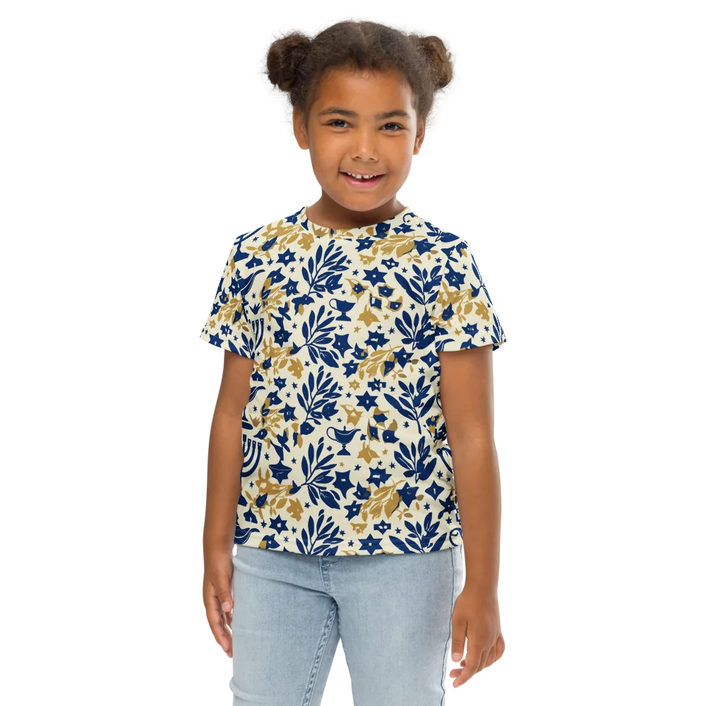 Gilded Hanukkah Garden on Kids Crew Neck T-Shirt — Front