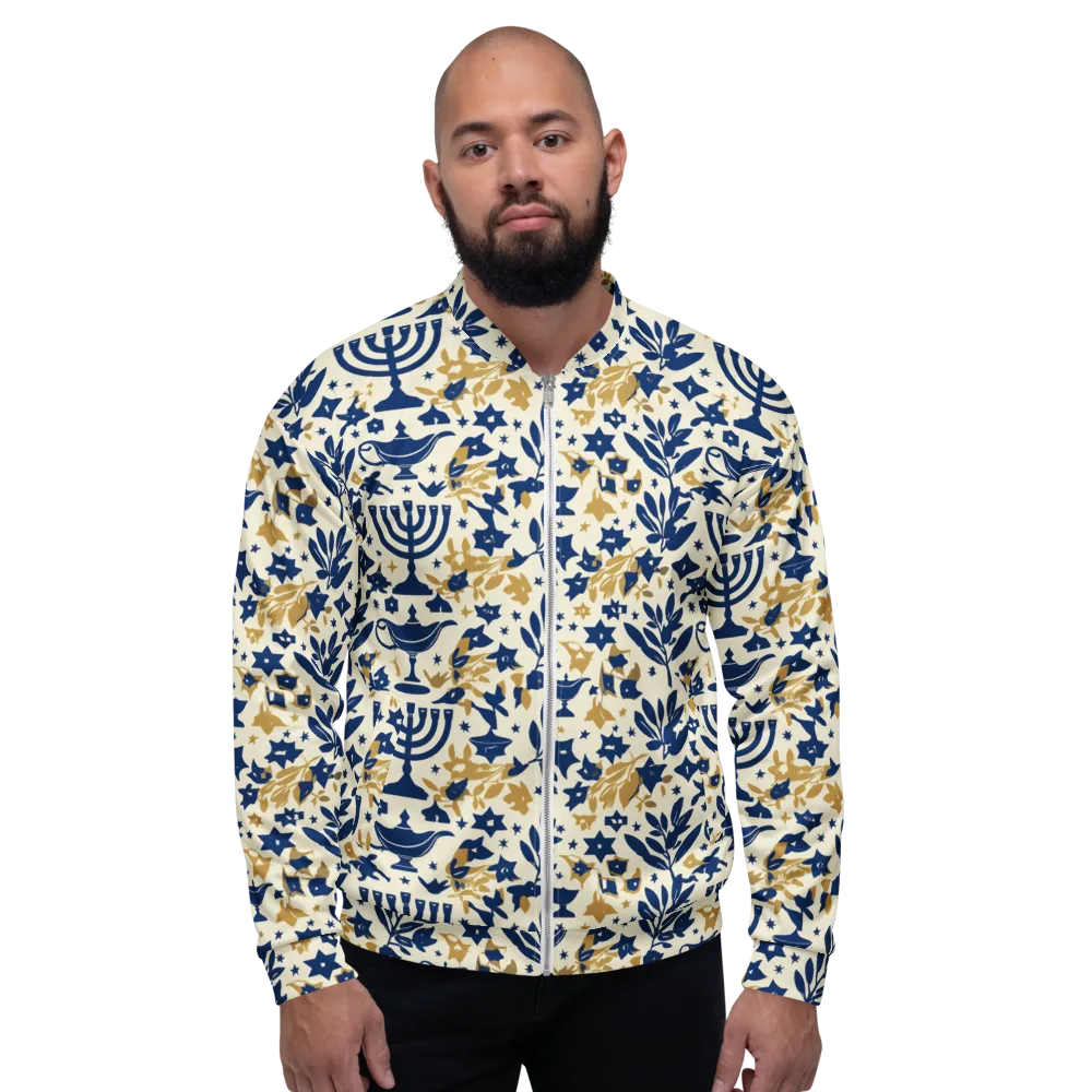 Gilded Hanukkah Garden on Bomber Jacket — Front