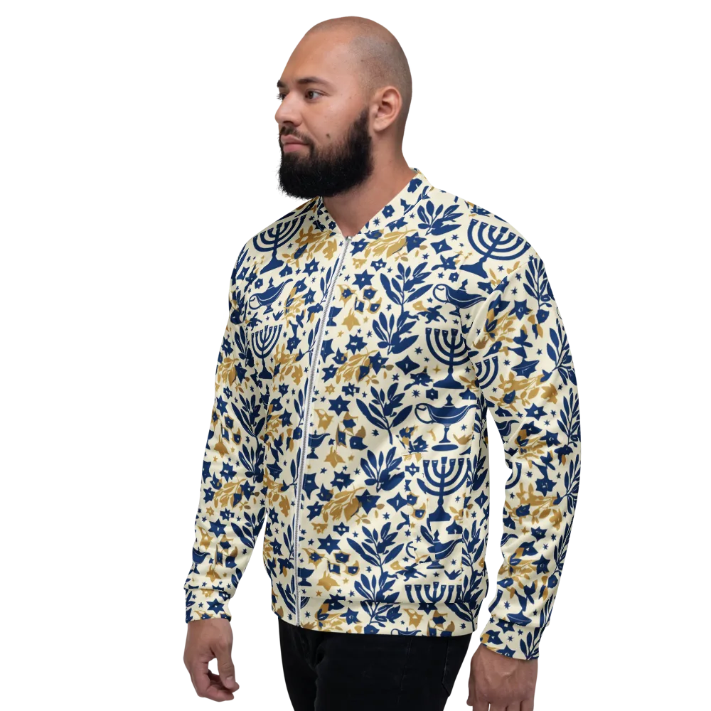 Gilded Hanukkah Garden on Bomber Jacket — Left